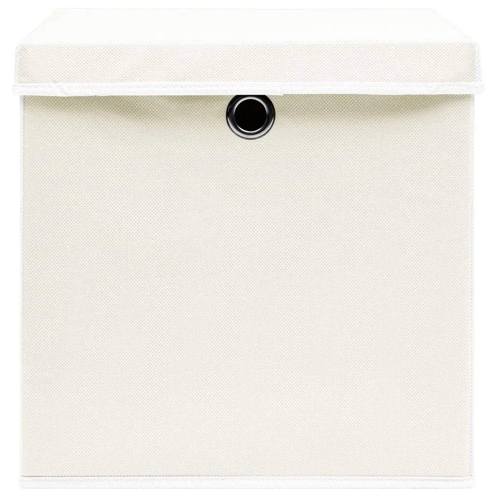 Scatole Portaoggetti con Coperchi 4pz Bianco 32x32x32cm Tessuto 288350