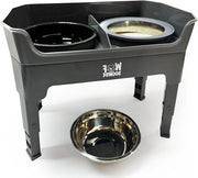 Bacino per cani elevabile - 2 bacini in acciaio inossidabile 1600 ml anti-schizzo - Regolabile in altezza grigio