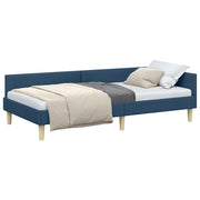 Letto singolo | Letto per adulti | Cornice del letto ad angolo Blu 90 x 190 cm Tessuto