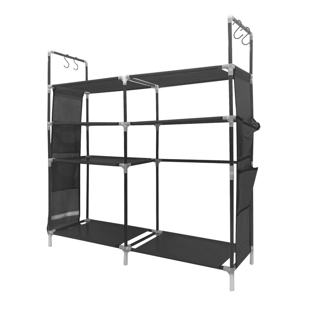 Scarpiera componibile in metallo Nyana Home fino a 21 paia 95x90x27cm, 4 tasche laterali, 4 altezze Nero.