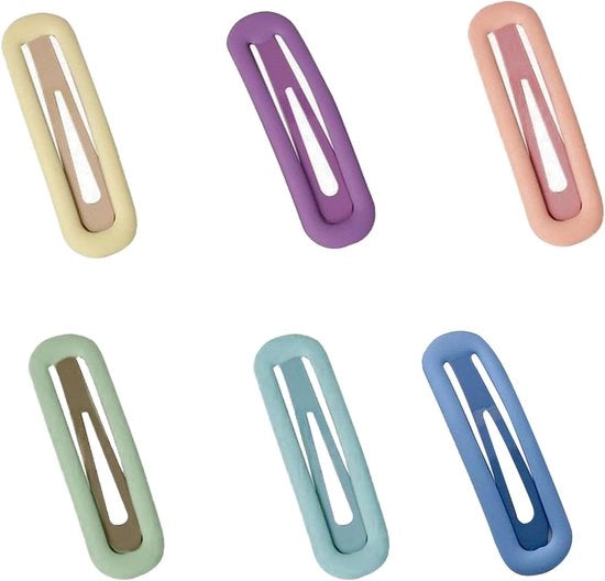 6 Set di Clip per Capelli - Clip per Capelli Metallici - Dimensioni 7 cm - Clip per Capelli per Ragazze - Clip per Capelli Colorati - Clip per Capelli per Bambine - Colori Pastello - Carini e Eleganti