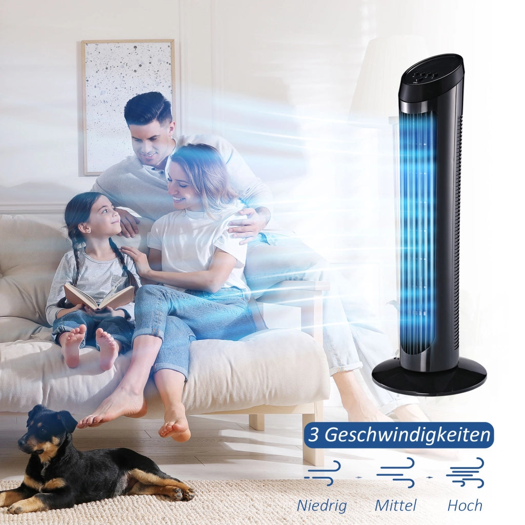Ventilatore da pavimento ¨C zephmum ¨C Nero, ABS, ?27xH75 cm