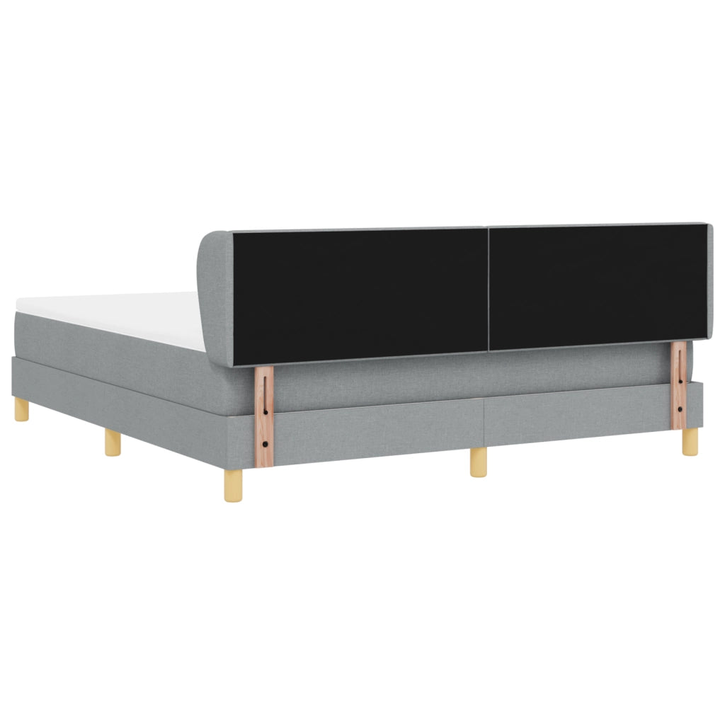 Letto Box Spring con Materasso in Grigio Chiaro, 180x200 cm, Tessuto