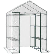 Serra da giardino 3 livelli con ripiani ¨C zephmum ¨C acciaio e PVC 143x143x195 cm verde trasparente