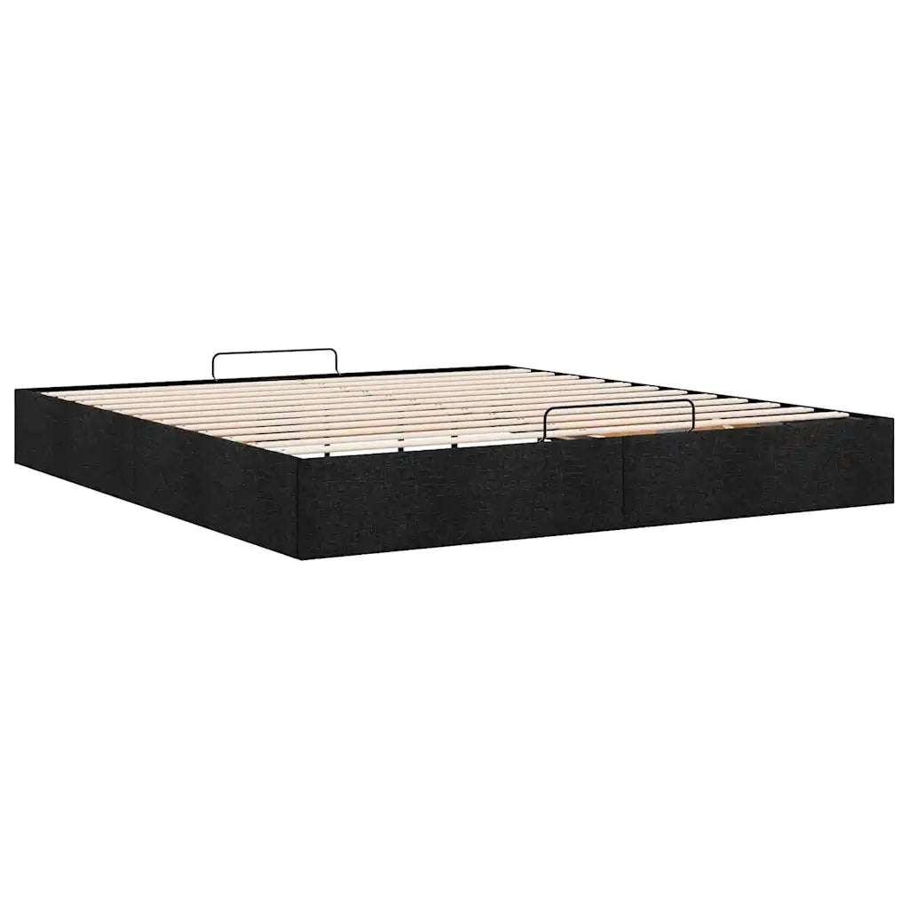 Letto matrimoniale | Letto per adulti | Struttura Letto Pouf senza Materasso Nero 200x200 cm in Tessuto