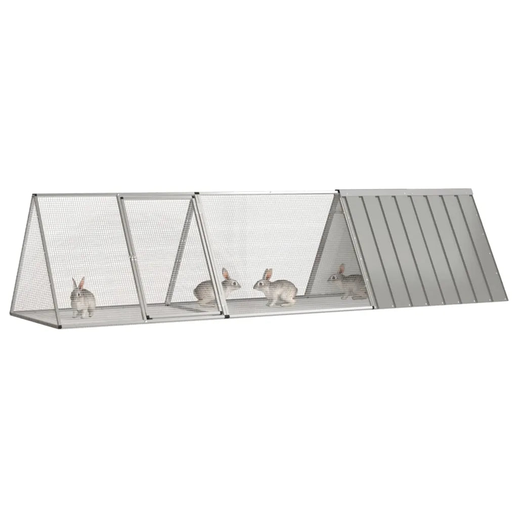 Gabbia per Conigli grigio 302,5x80,5x71 cm Acciaio Zincato