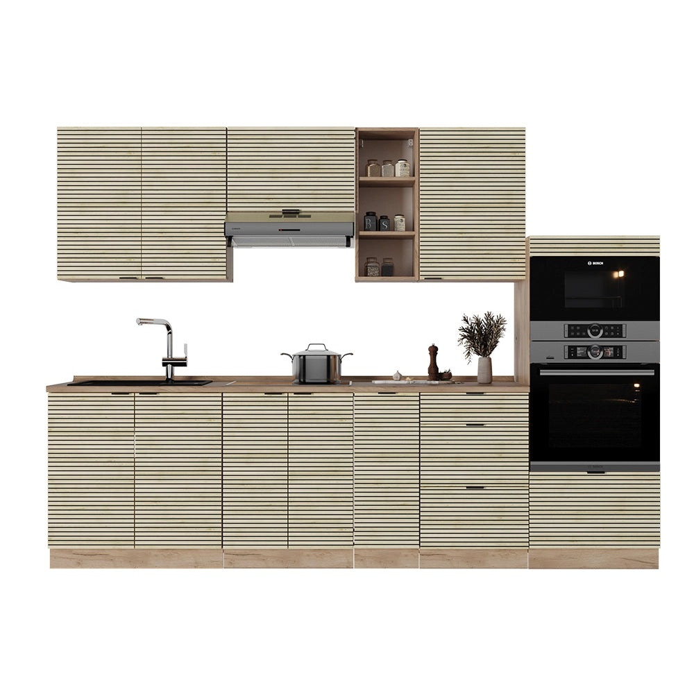 Cucina componibile Fame-Line Pannello in quercia/Rovere dorato 280 cm, PL Antracite Vicco