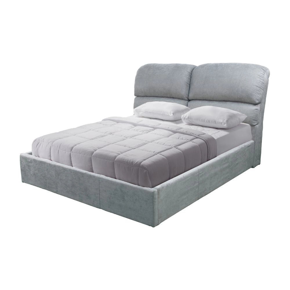 Letto una piazza e mezza contenitore Sofaback in tessuto grigio chiaro 138x222x120H