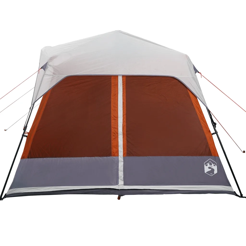 Tenda Famiglia LED 9 Persone-Tenda da campeggio Grigio/Arancione Rilascio Rapido