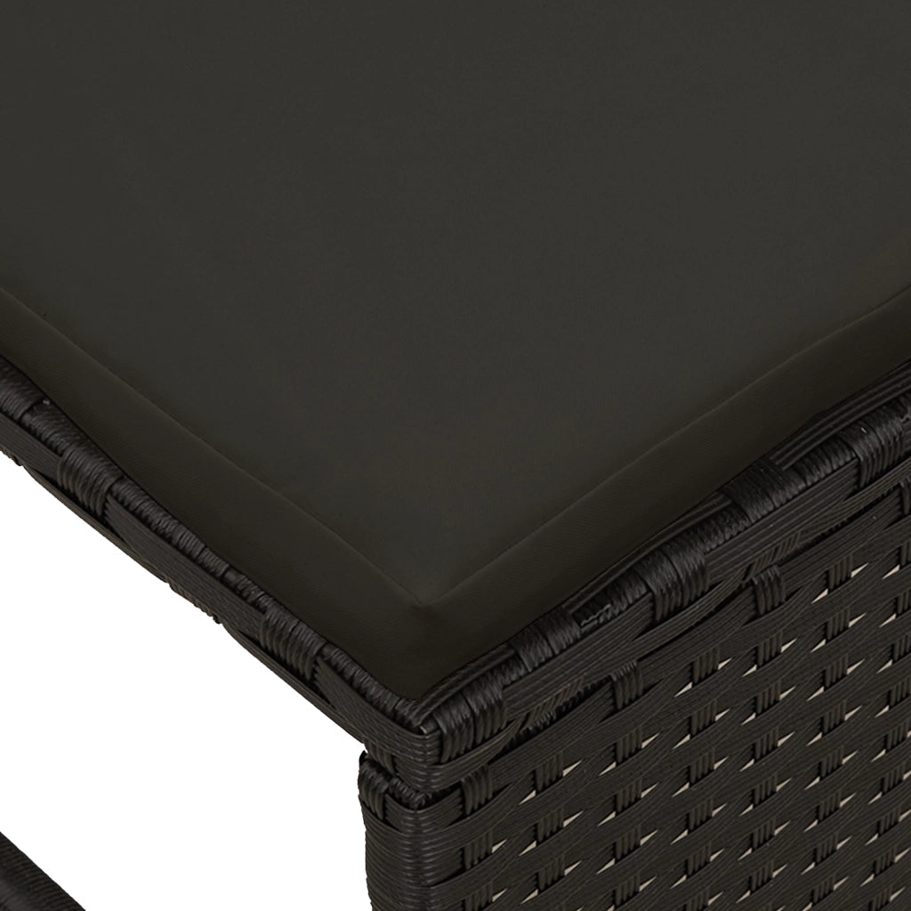 Set Divano da Esterno - Nero Rattan, Legno Medio Durevole