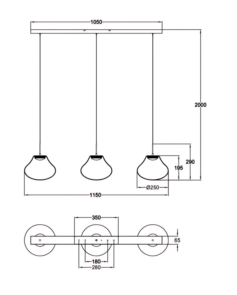 Lampada a Sospensione Deva 42W LED CCT Dimmerabile a step, Struttura in Metallo e Vetro Borosilicato Trasparente, IP20 - Deva Collection