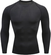 Maglia compressiva uomo - lunghe maniche - rapida assorbimento - adattamento respiratorio - elastico - supporto muscolare - forma comoda - maglia sportiva