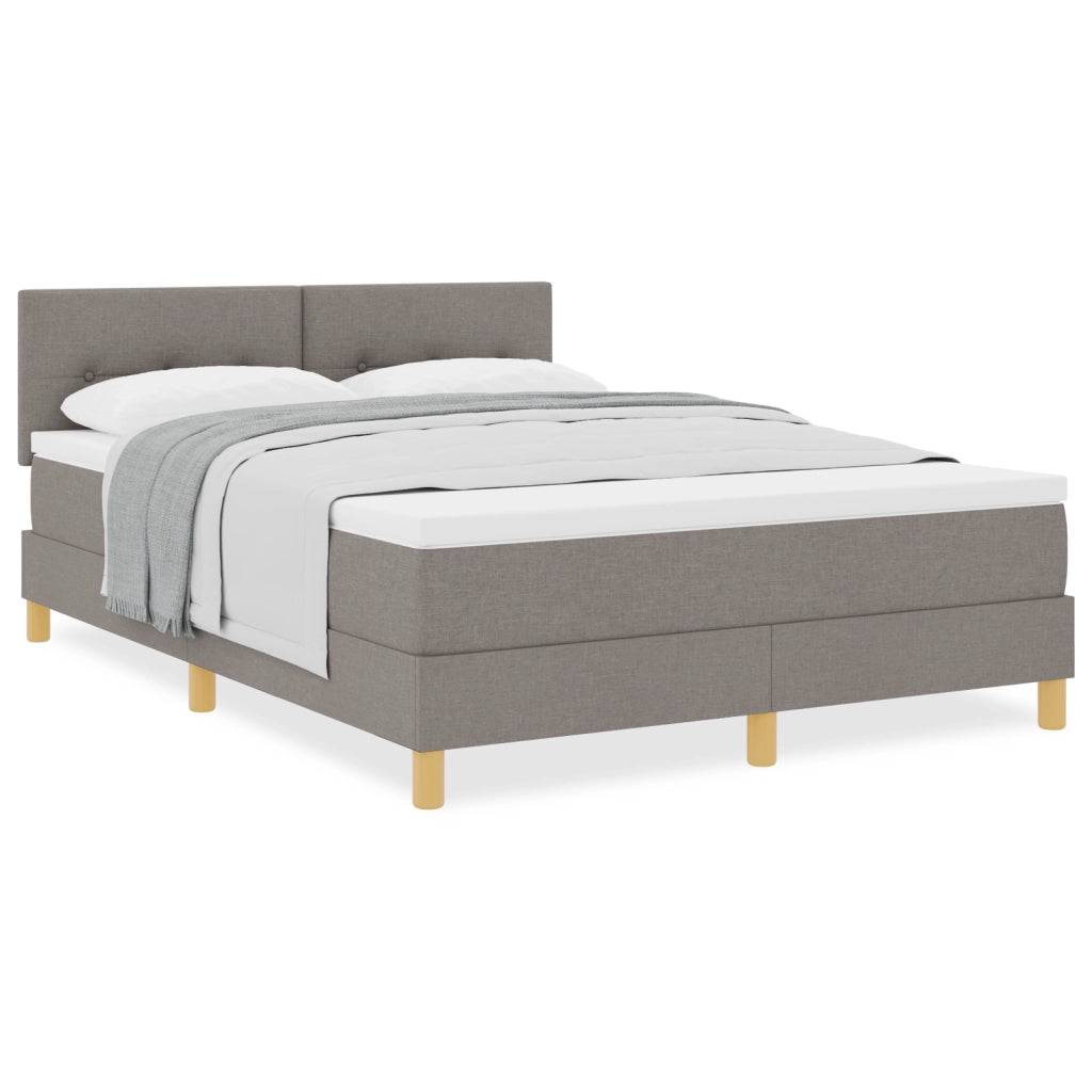 Letto con Rete a Molle e Materasso Tortora 140x190 cm Tessuto