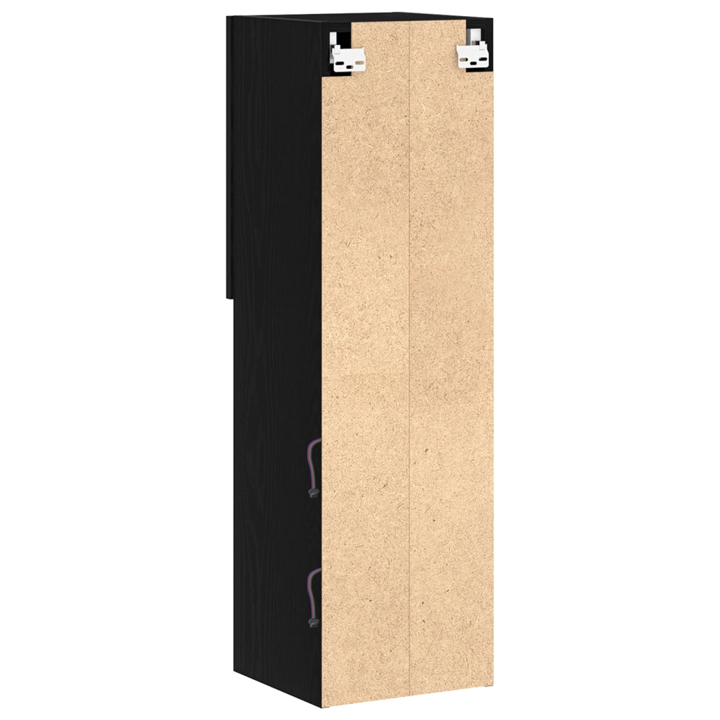 Mobile TV LED Nero Rovere 30,5x30x102 cm Legno ingegnerizzato