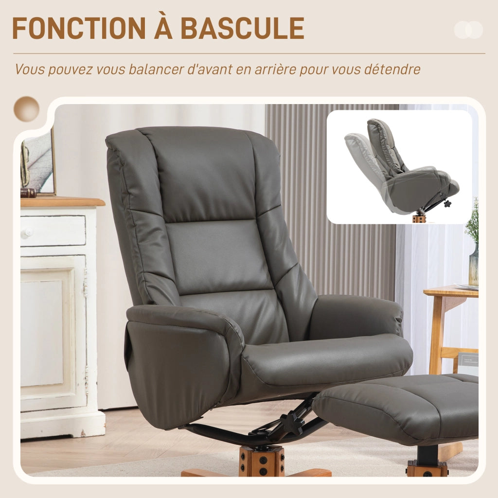 Poltrona Relax Reclinabile Massaggiante con Poggiapiedi ¨C Zephmum ¨C Grigio Velluto
