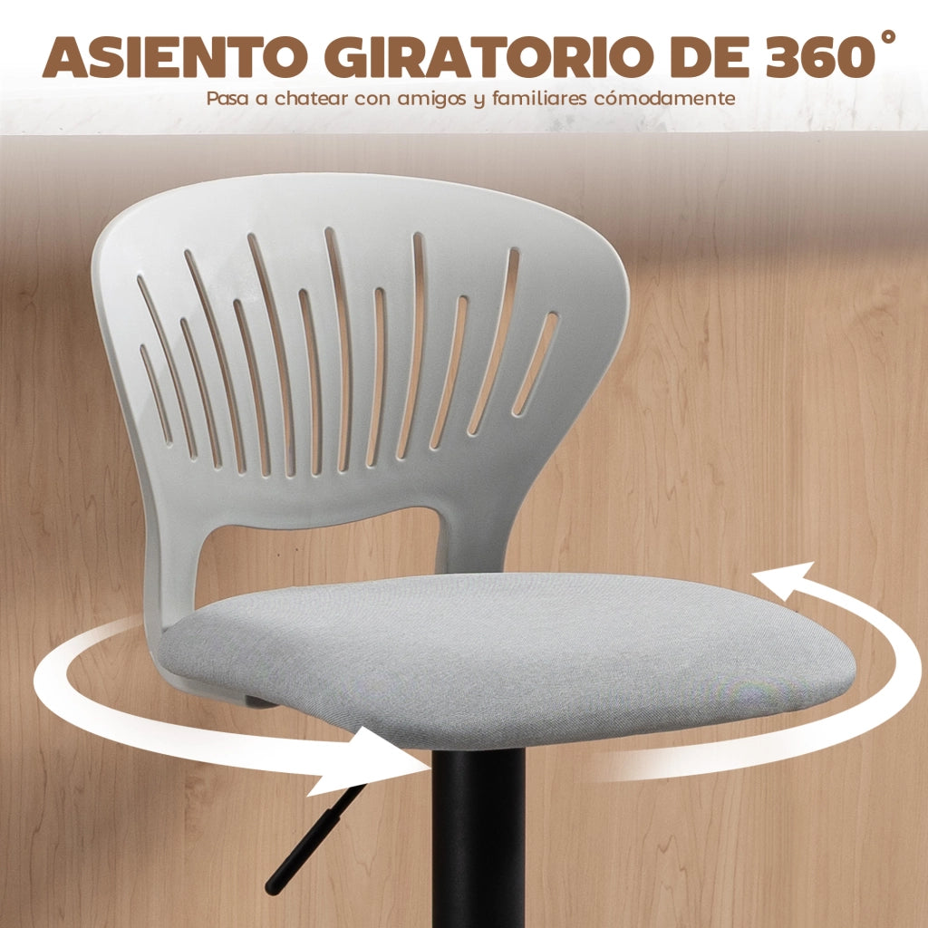 Sgabelli da Bar Girevoli 360¡ã Regolabili in Altezza 84-105 cm ¨C Xylo ¨C Grigio con Schienale