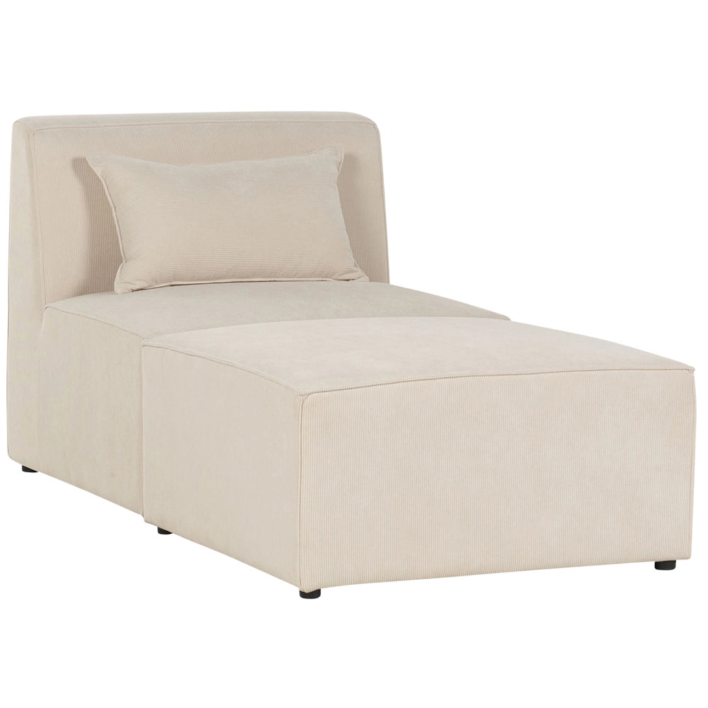 Chaise Lounge imbottita in velluto a coste beige a due pezzi design moderno salotto soggiorno