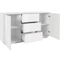 Credenza 2 Ante + 3 Cassetti 160x41,4x86 cm Bloom Bianco Lucido