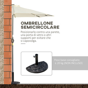 Ombrellone Semicircolare 265x135x240 cm con 20 Luci LED e Pannello Solare Beige