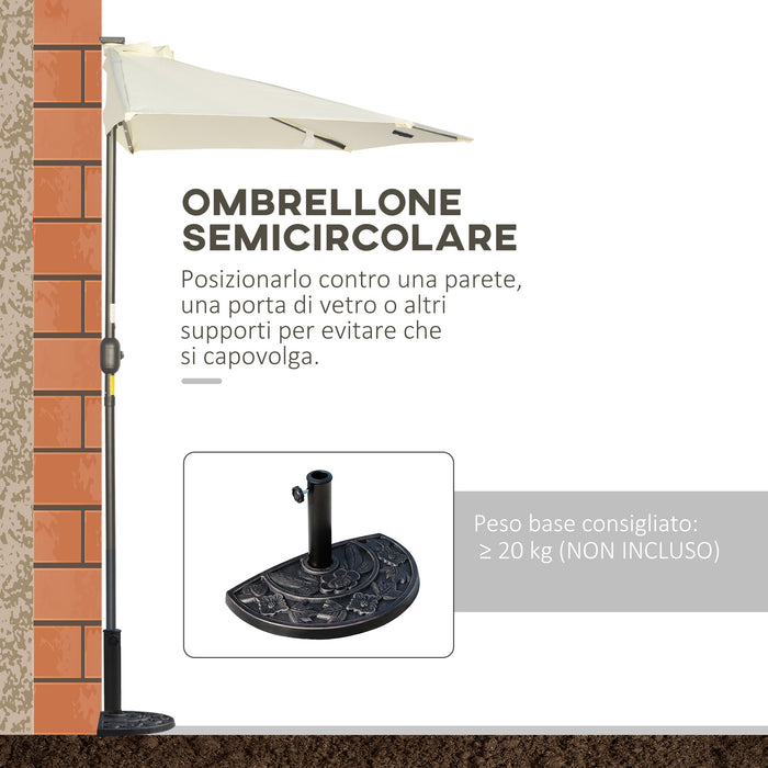 Ombrellone Semicircolare 265x135x240 cm con 20 Luci LED e Pannello Solare Beige