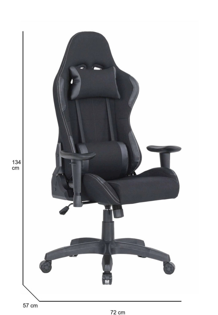 Sedia da gaming Mindy, Poltrona da gaming adulto, Sedia da scrivania, 57x72h124/134 cm, Nero