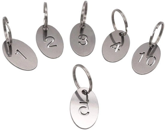 Set di Oreficerie per 100 pezzi - Etichette numerate ID - Acciaio inossidabile - Antischoc - Imbottito acqua - Etichette per chiavi 2 cm - Etichette numeriche
