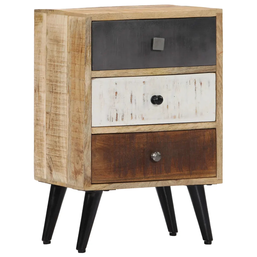Comodino-Tavolino da notte 40x30x60 cm in Legno Massello di Mango