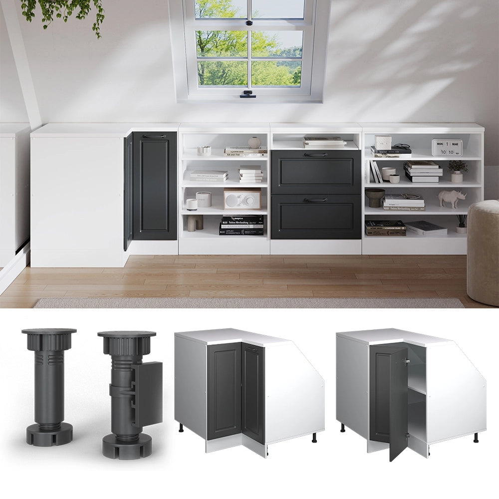 Mobile sottotetto Mobile angolare Rion Antracite rustico/Bianco 75.6 x 83.8 cm con 1 porta, carcassa dell’armadio profondità 60 cm Vicco