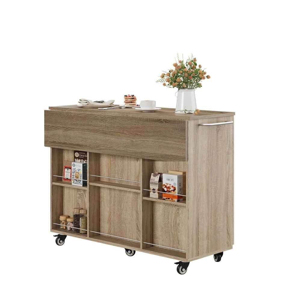 Carrello da Cucina con Piano Ribaltabile e Cassetto ¨C Xylo ¨C Rovere Sonoma, 92,9x120x43,5cm