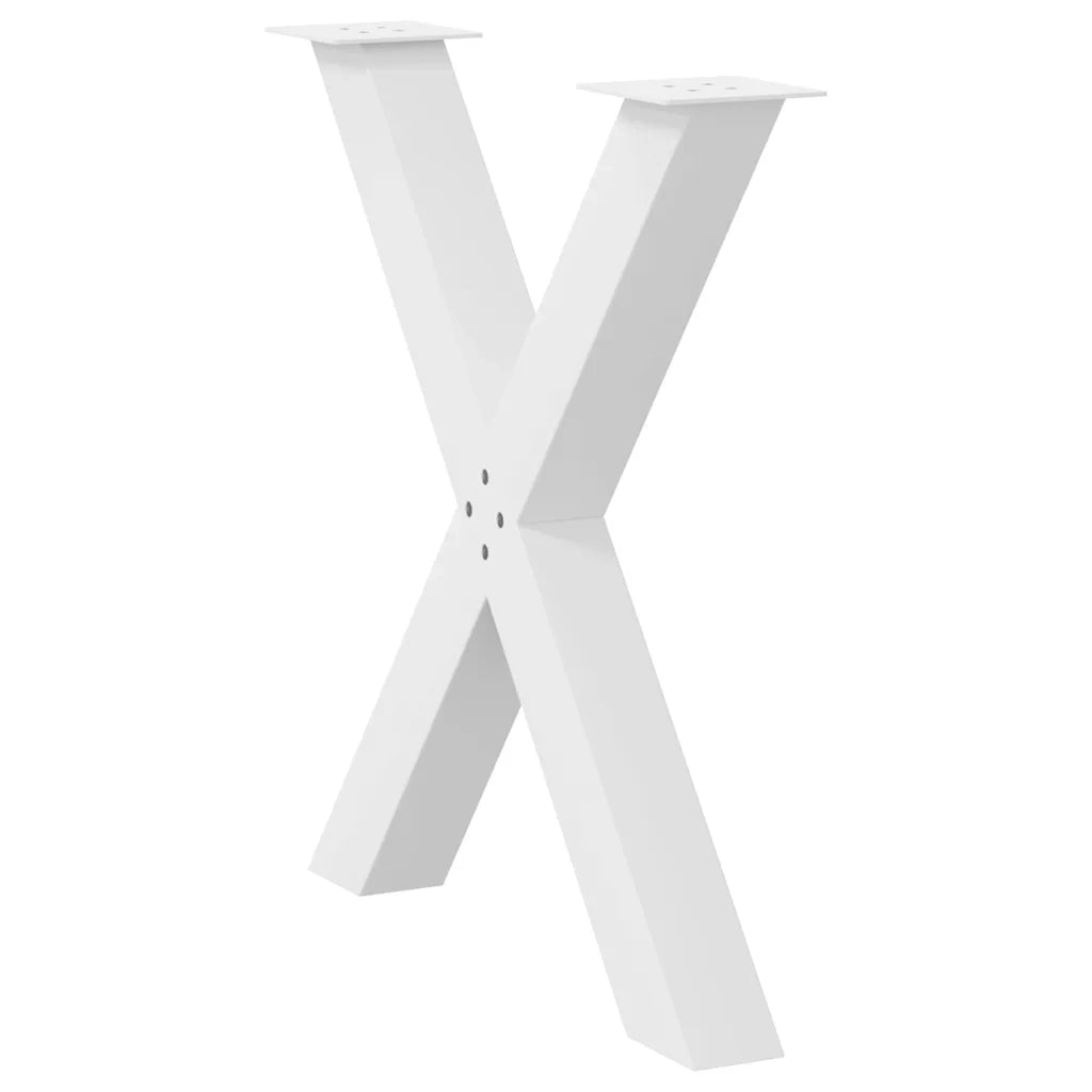 Gambe per tavolo da pranzo a forma di X 2 pz bianche 70x(72-73) cm in acciaio