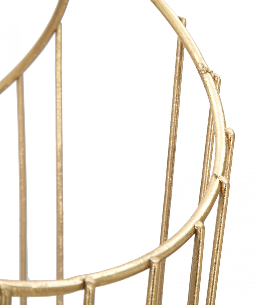 Portaombrelli struttura in acciaio dorato, con linee minimali, colore oro, Misure 23 x 68,5 x 26,5 cm