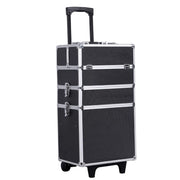 Valigia per il trucco professionale trolley per il trucco 3 in 1 grande per parrucchieri valigetta per il trucco con serratura e ruote universali nero 2012014