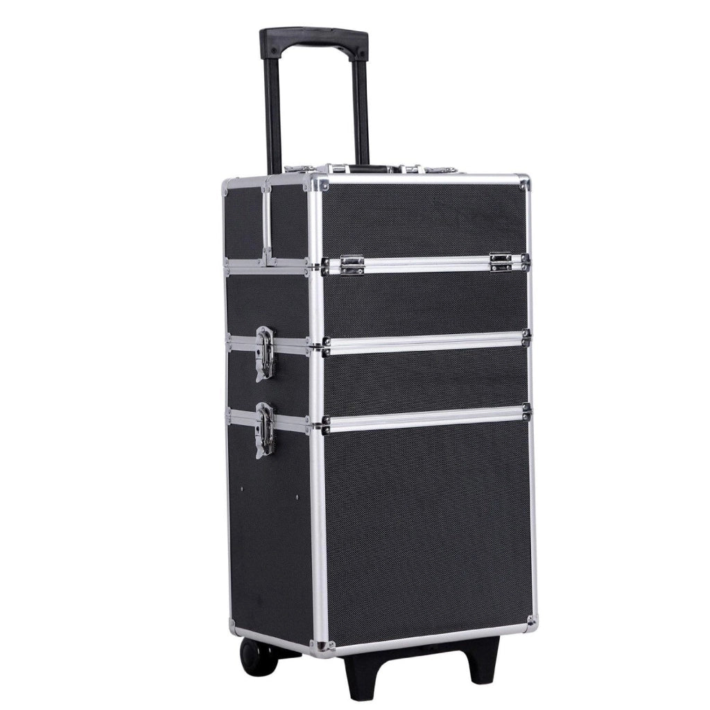 Valigia per il trucco professionale trolley per il trucco 3 in 1 grande per parrucchieri valigetta per il trucco con serratura e ruote universali nero 2012014