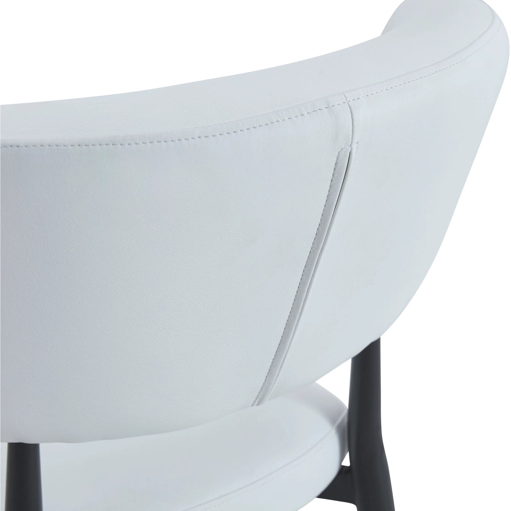Sedia da Pranzo Set da 2 con Schienale Ergonomico Curvo e Gambe in Metallo, PU Bianco e Nero