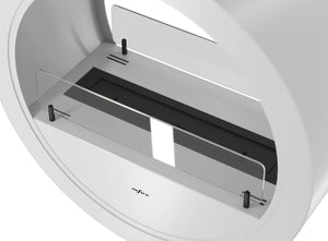 Camino a Bioetanolo Sospeso 218,7xØ70x35 cm Incyrcle 2Side Bianco con Vetro