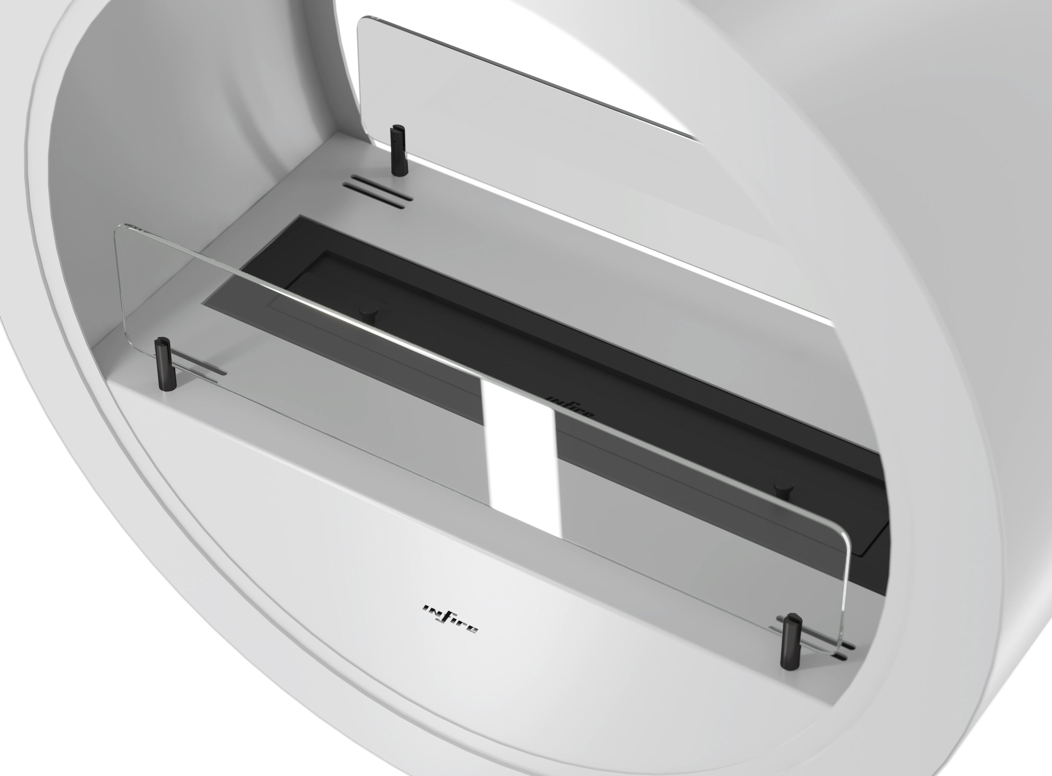 Camino a Bioetanolo Sospeso 218,7xØ70x35 cm Incyrcle 2Side Bianco con Vetro