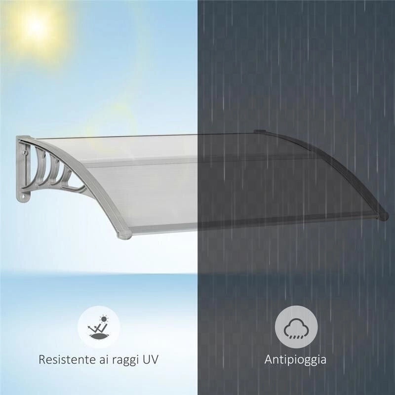 TETTOIA IN POLICARBONATO ANTI-UV DA ESTERNO PER PORTE E FINESTRE 100X80CM
