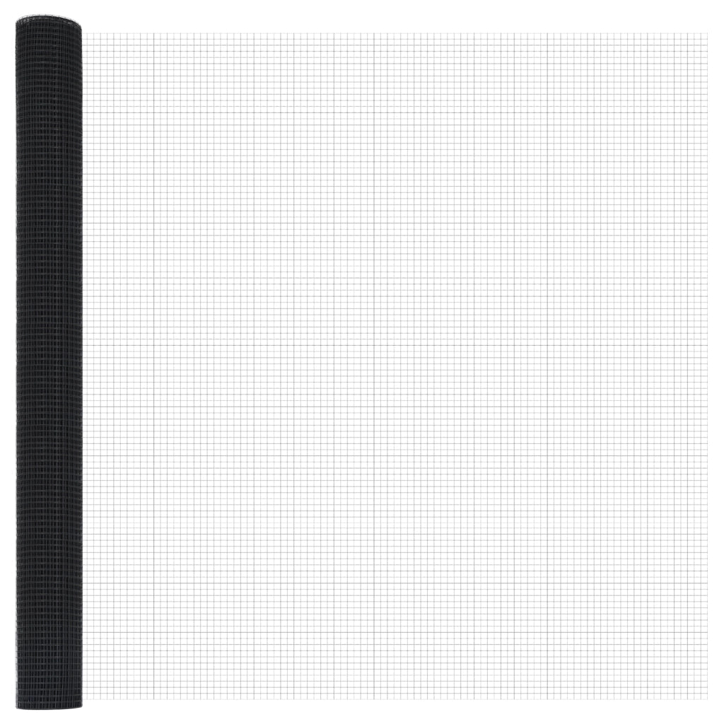 Recinzione in Rete Saldato con 7 Pali Flangiati Grigio 1,4 x 10 m Acciaio
