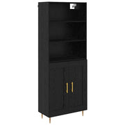 Credenza | Madia | Buffet da pranzo | Armadio da pranzo Rovere Nero 69,5 x 34 x 180 cm Legno multistrato