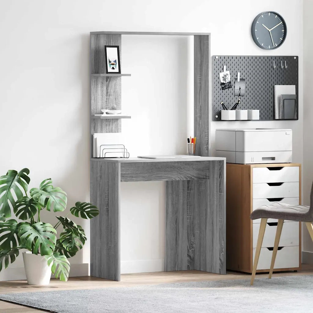 Scrivania | Tavolo da Ufficio Grigio Sonoma 78,5 x 37 x 154,5 cm Legno multistrato
