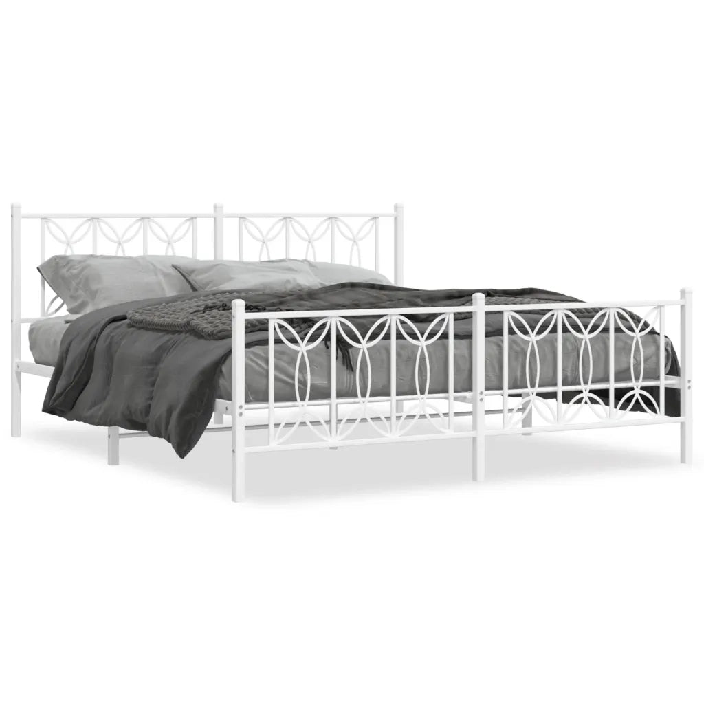 Giroletto con Testiera e Pediera-Struttura Letto Metallo Bianco 183x213 cm 895354
