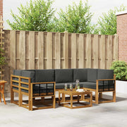 Set di divani da esterno con cuscino 7 pcs Naturale e Antracite