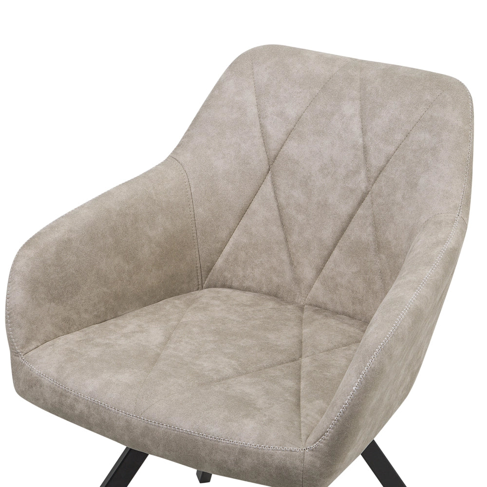 Set di 2 sedie da pranzo in tessuto beige con braccioli schienale trapuntato gambe in metallo Nero retrò di transizione