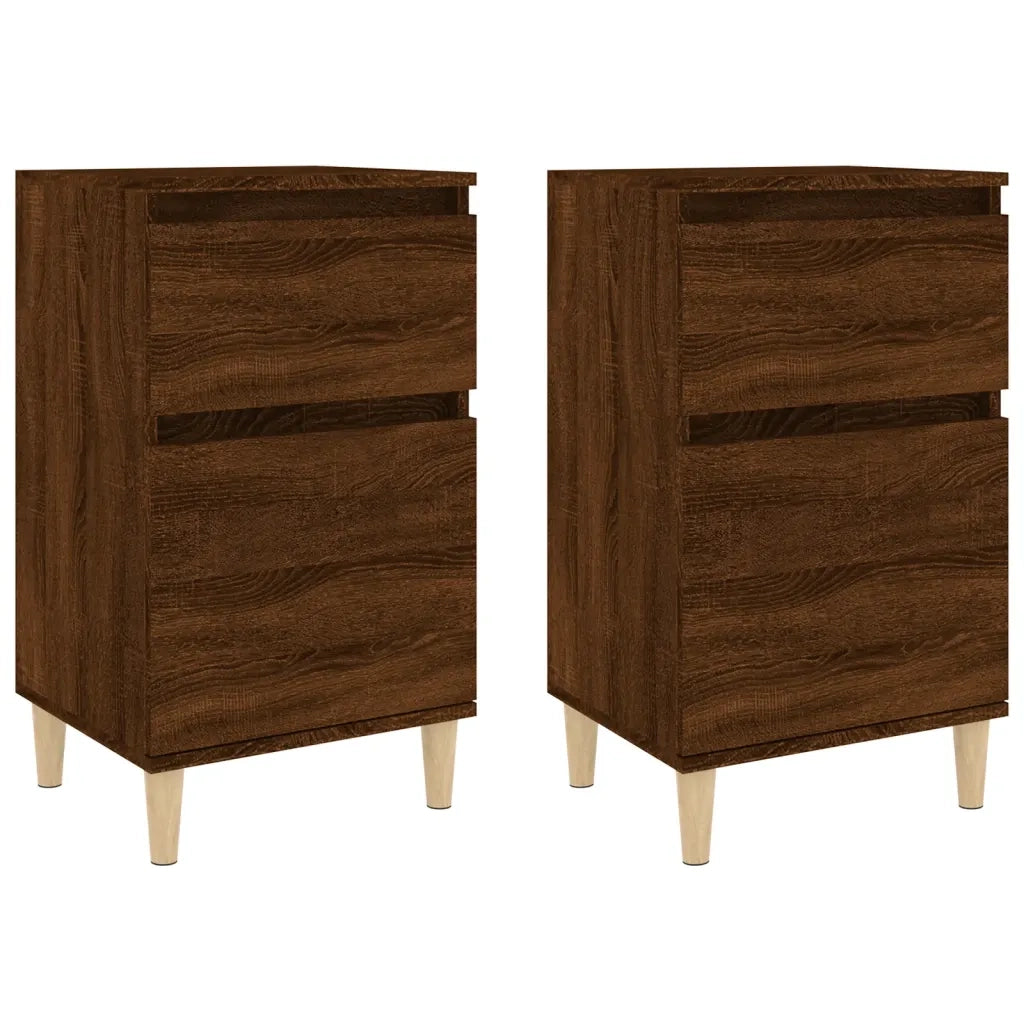 Set di 2 Comodini | Armadio da Notte | Mobiletto da notte Rovere Marrone 40x35x70 cm