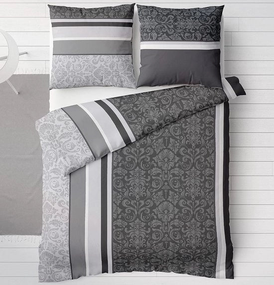 Set di coperte in flanella, 155 x 220 cm, cotone, 2 pezzi, set di coperte in grigio antracite a motivi Paisley, coperte invernali morbide, 1 coperta + 1 cuscino 80 x 80 cm