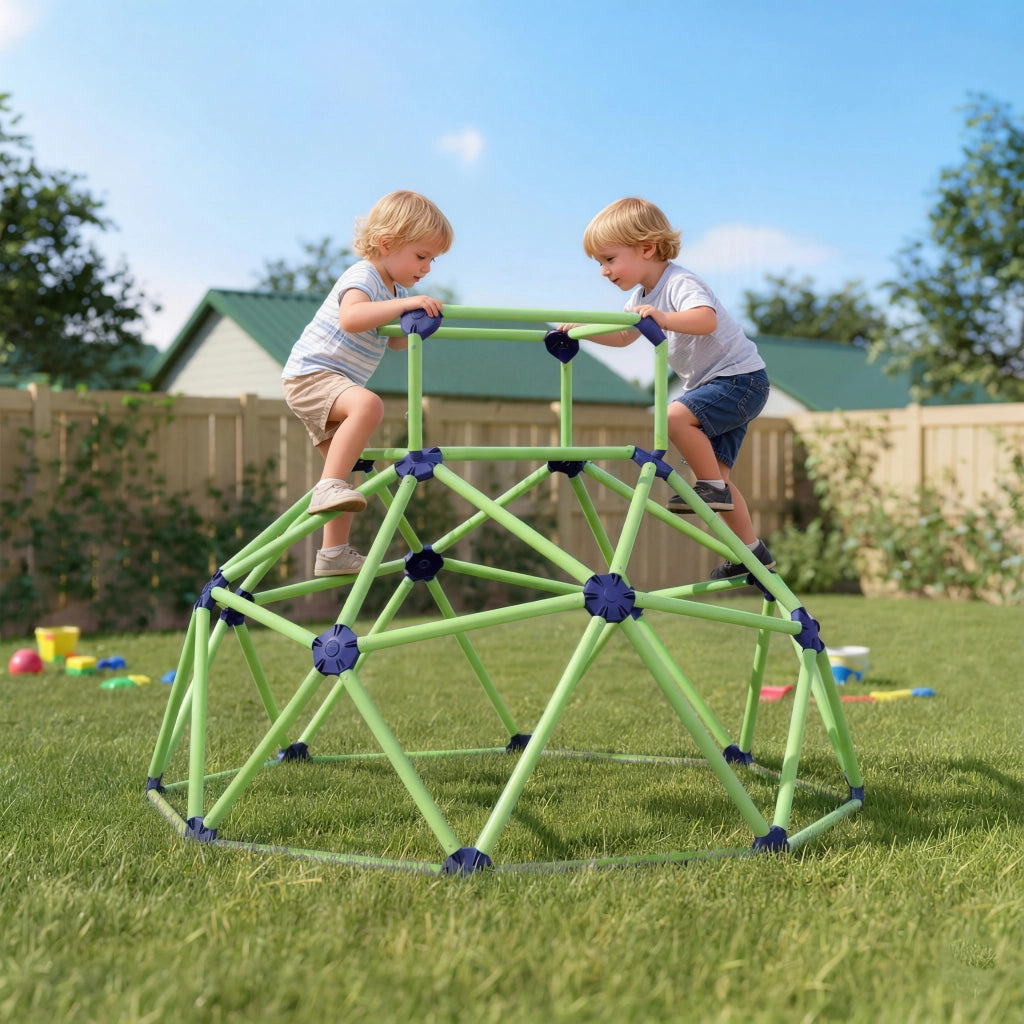 Gioco Arrampicata per Bambini Ø182,5x119 cm a Cupola con Bordi Smussati in PP Verde e Viola