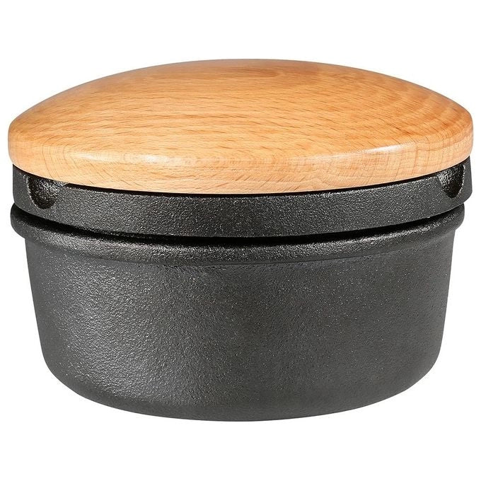 Zassenhaus M076141 Grattugia per Spezie XL in Ghisa con Vano Portaoggetti e Coperchio in Legno di Faggio colore Nero