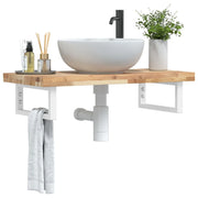 Ripiano a Parete per Lavabo in Acciaio e Massello di Acacia 3302696
