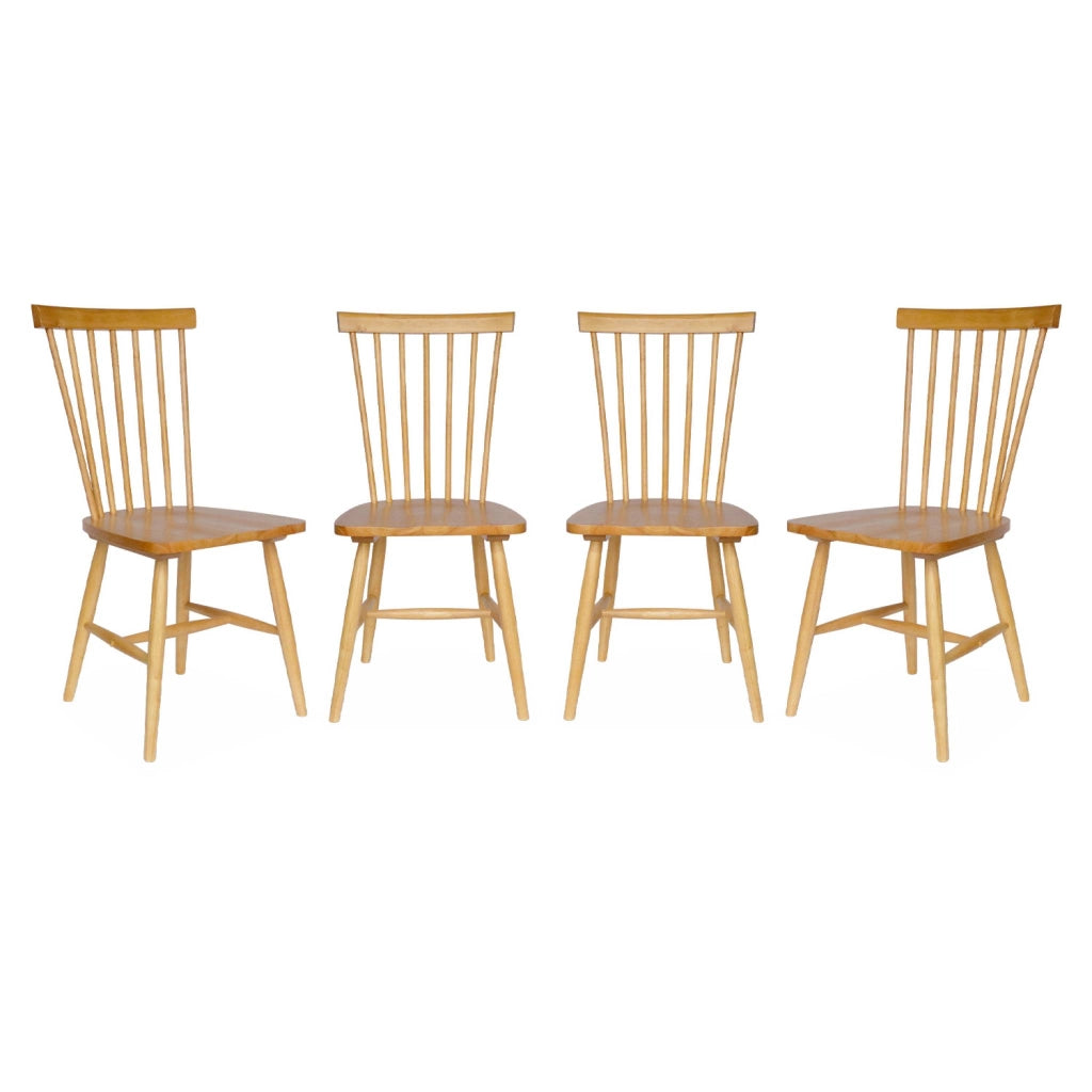 Set di 4 sedie a doghe in legno di gomma naturale | sweeek