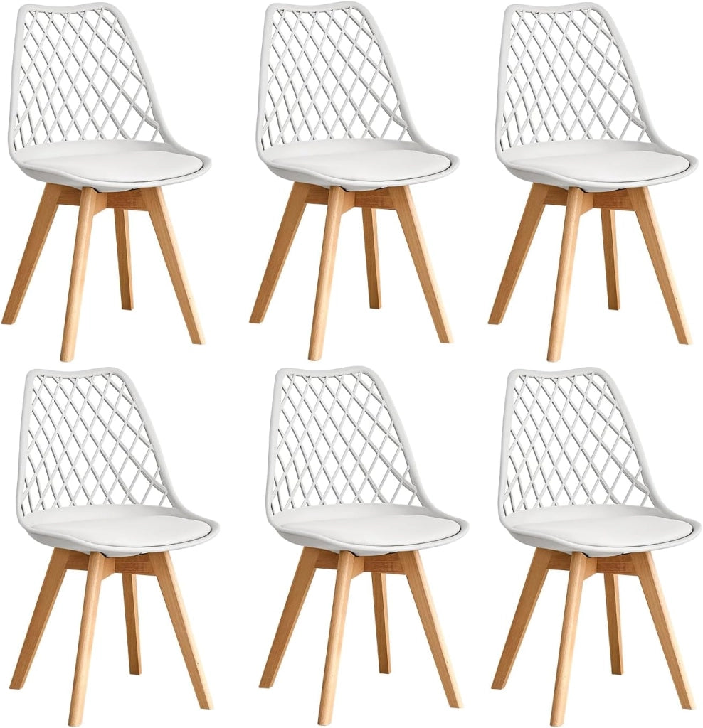 GrandCA HOME Set di 8 Sedie da Pranzo, Sedie da Cucina Moderne con Seduta Rivestita in pelle e Gambe in Faggio, Adatte a Cucine e Sale da Pranzo - Kaki